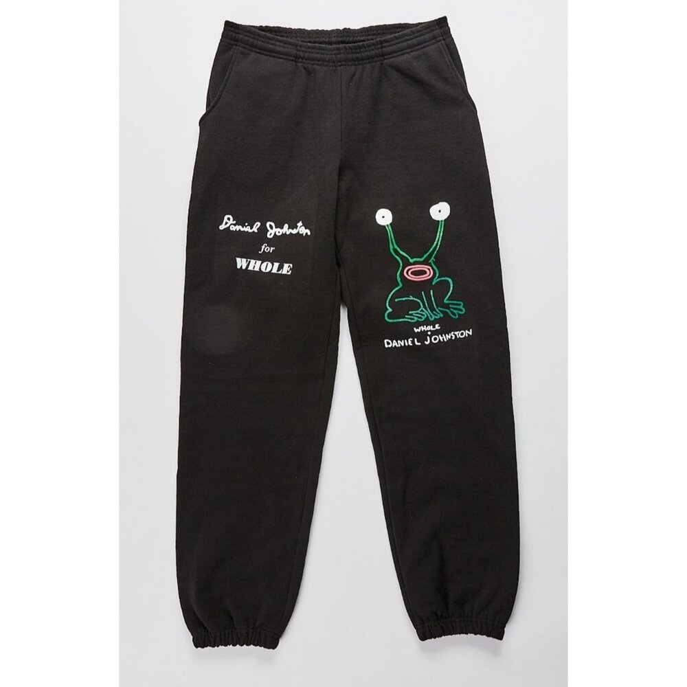 Daniel Johnston + Whole  Mens XL Black Fleece Joggers Cotton Fashion NEW
